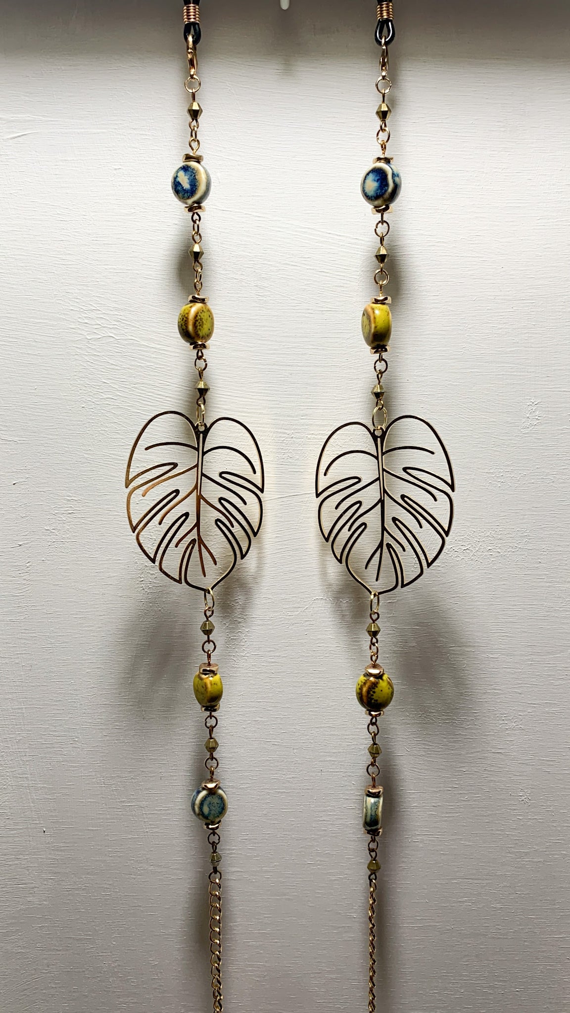 Golden Monsteras Eyeglass Chains