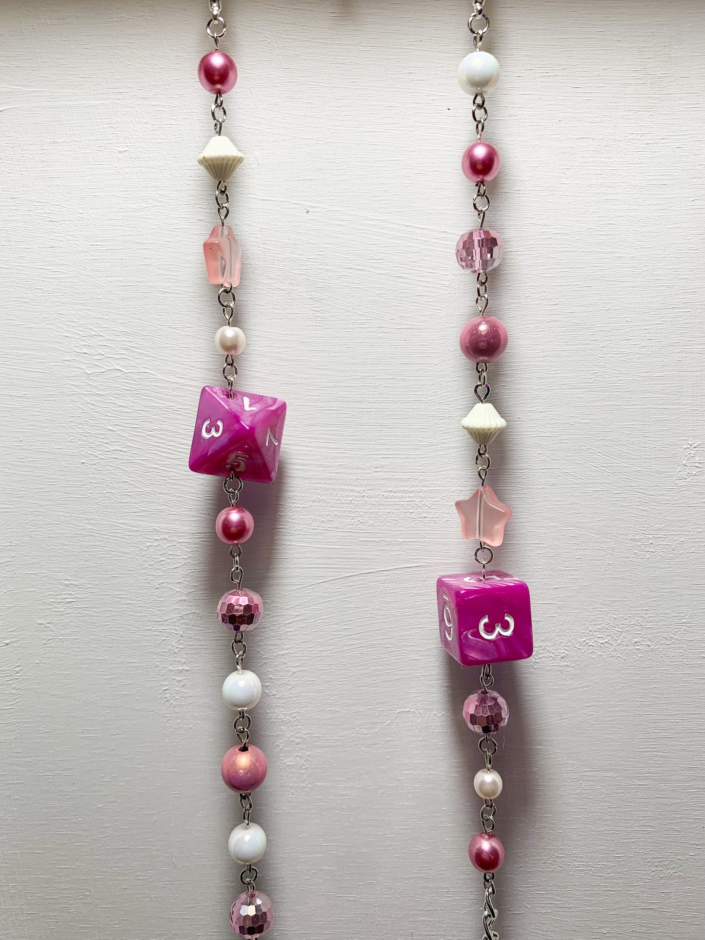 Dice Series, Pink + White Eyeglass Chains